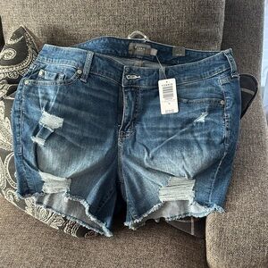 torrid Distressed Dark Blue Denim Jean Shorts
